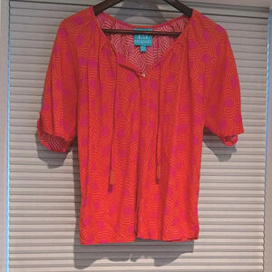 Escapada pink and orange lightweight shirt with beaded tassels E-18